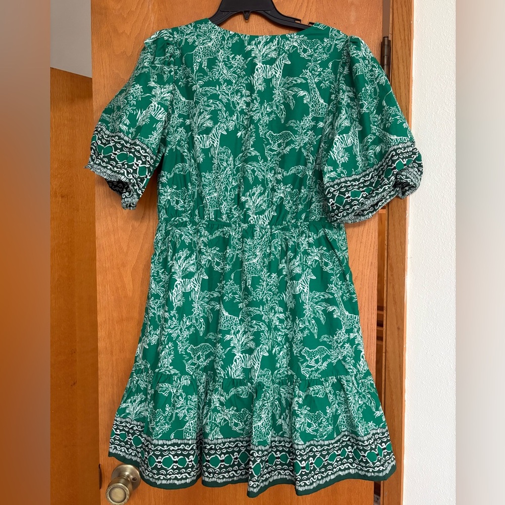Worn once Lilly Pulitzer Kentlee dress Fiddle Green Leaf Safari Sanctuary 14 - Picture 3 of 7
